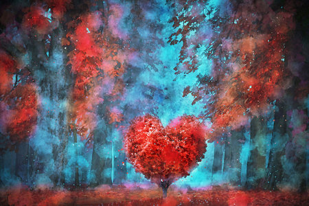 Watercolor Landscape Background Illustrationの写真素材