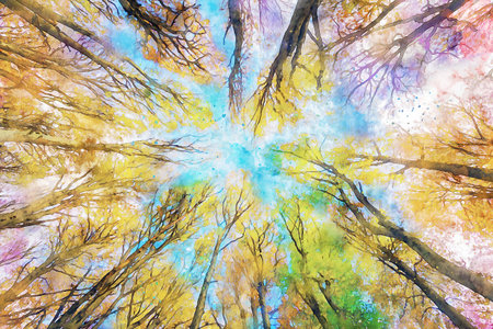 Watercolor Landscape Background Illustrationの写真素材