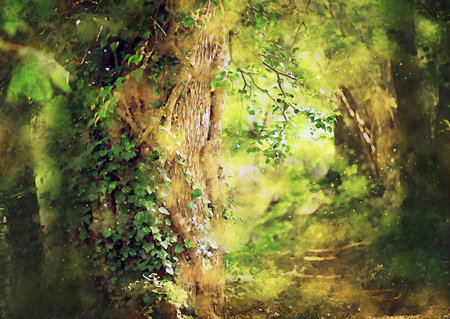 Watercolor Landscape Background Illustrationの写真素材