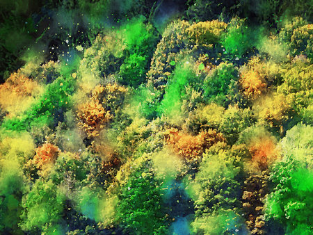 Watercolor Landscape Background Illustrationの写真素材