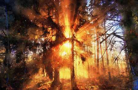 Watercolor Landscape Background Illustrationの写真素材