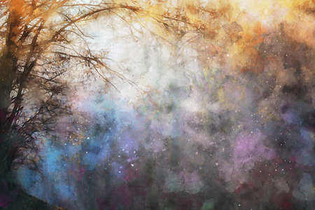 Watercolor Landscape Background Illustrationの写真素材