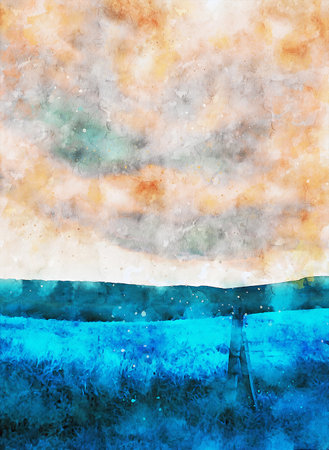 Watercolor Landscape Background Illustrationの写真素材