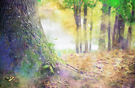 Watercolor Landscape Background Illustrationの写真素材