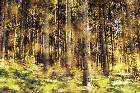Watercolor Landscape Background Illustrationの写真素材