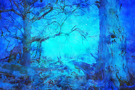 Watercolor Landscape Background Illustrationの写真素材