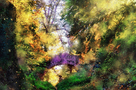 Watercolor Landscape Background Illustrationの写真素材
