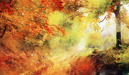 Watercolor Landscape Background Illustrationの写真素材
