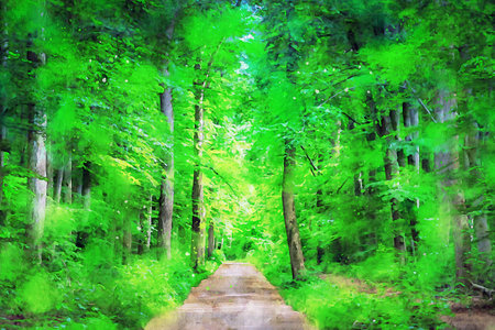 Watercolor Landscape Background Illustrationの写真素材