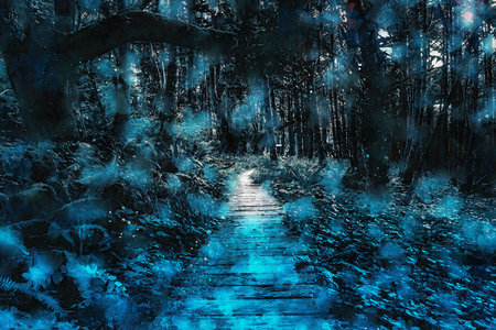 Watercolor Landscape Background Illustrationの写真素材