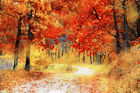 Watercolor Landscape Background Illustrationの写真素材