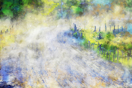 Watercolor Landscape Background Illustrationの写真素材