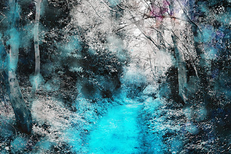 Watercolor Landscape Background Illustrationの写真素材
