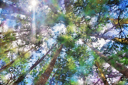 Watercolor Landscape Background Illustrationの写真素材