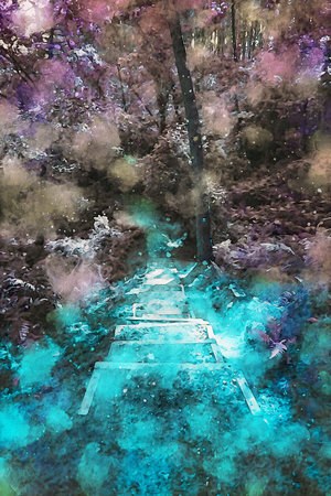 Watercolor Landscape Background Illustrationの写真素材