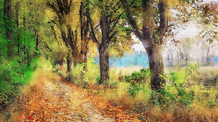 Watercolor Landscape Background Illustrationの写真素材