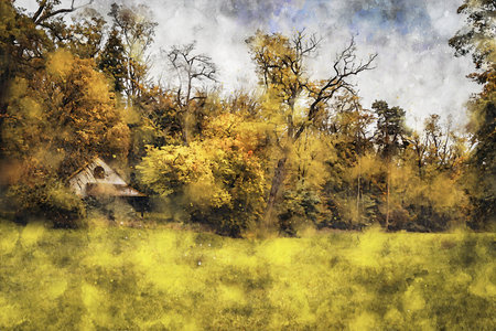 Watercolor Landscape Background Illustrationの写真素材