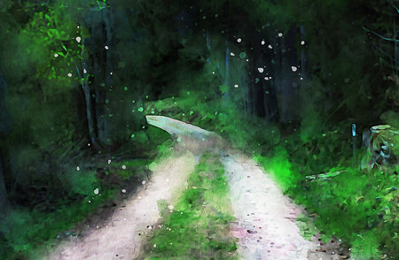 Watercolor Landscape Background Illustrationの写真素材