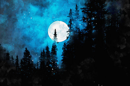Watercolor Landscape Background Illustrationの写真素材