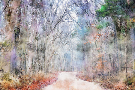 Watercolor Landscape Background Illustrationの写真素材