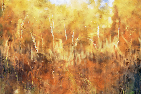 Watercolor Landscape Background Illustrationの写真素材