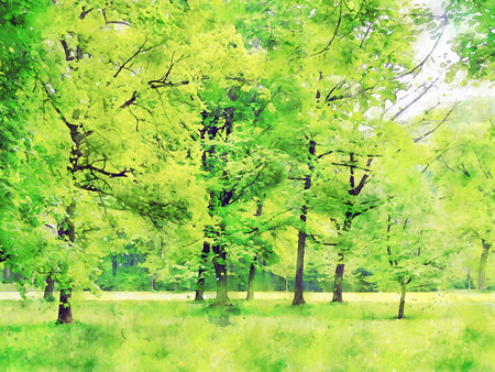 Watercolor Landscape Background Illustrationの写真素材