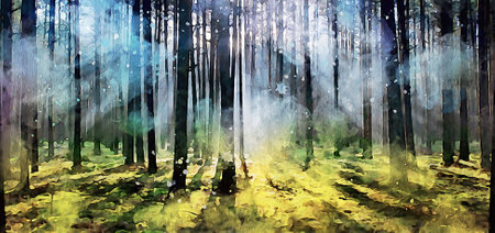 Watercolor Landscape Background Illustrationの写真素材