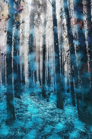 Watercolor Landscape Background Illustrationの写真素材