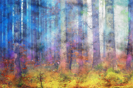 Watercolor Landscape Background Illustrationの写真素材