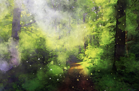 Watercolor Landscape Background Illustrationの写真素材