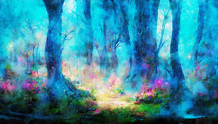 Watercolor Landscape Background Illustrationの写真素材