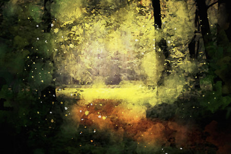 Watercolor Landscape Background Illustrationの写真素材