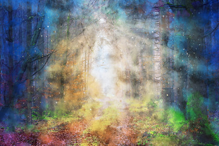 Watercolor Landscape Background Illustrationの写真素材