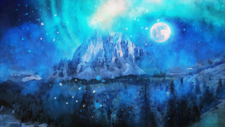 Watercolor Landscape Background Illustrationの写真素材
