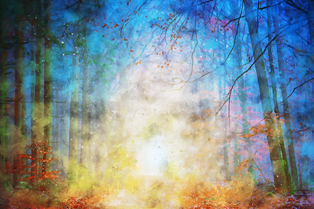 Watercolor Landscape Background Illustrationの写真素材