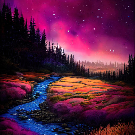 Beautiful Colorful Countryside and Cottage Illustrationの素材