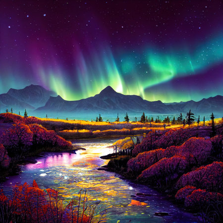 Beautiful Colorful Countryside and Cottage Illustrationの素材