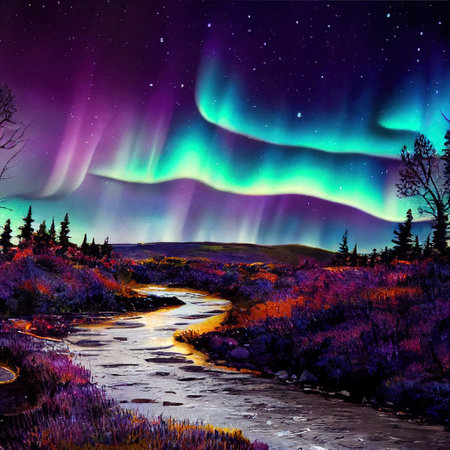 Beautiful Colorful Countryside and Cottage Illustrationの素材