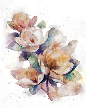 Flowers, watercolor illustration. Beautiful Flowers on a white background.の写真素材