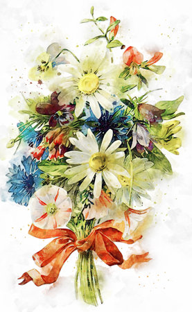 Flowers, watercolor illustration. Beautiful Flowers on a white background.の写真素材