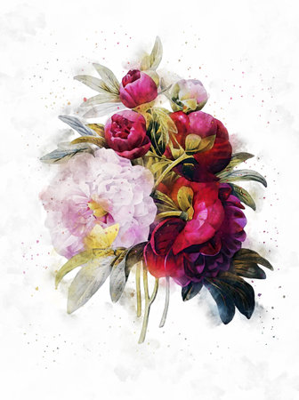 Flowers, watercolor illustration. Beautiful Flowers on a white background.の写真素材