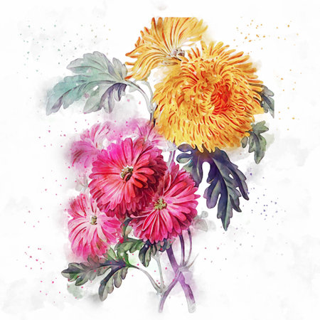 Flowers, watercolor illustration. Beautiful Flowers on a white background.の写真素材