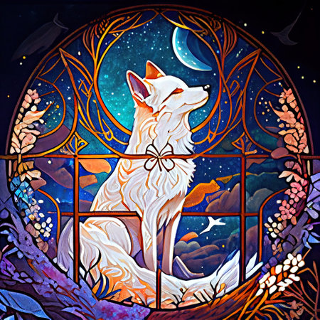 Cute Fantasy Fox Portrait Illustrationの写真素材