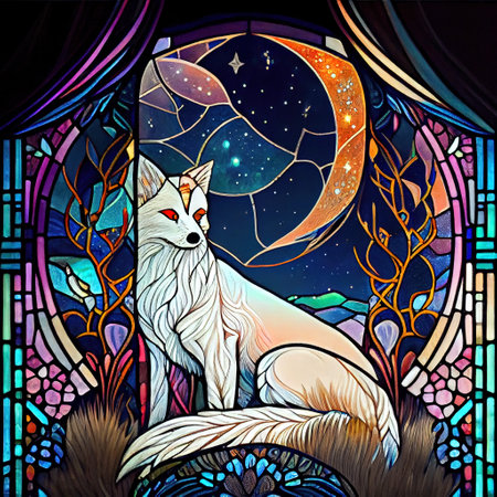 Cute Fantasy Fox Portrait Illustrationの写真素材