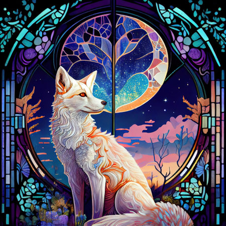 Cute Fantasy Fox Portrait Illustrationの写真素材
