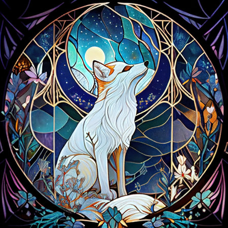 Cute Fantasy Fox Portrait Illustrationの写真素材