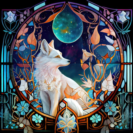 Cute Fantasy Fox Portrait Illustrationの写真素材