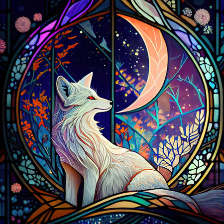 Cute Fantasy Fox Portrait Illustrationの写真素材