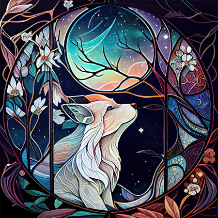Cute Fantasy Fox Portrait Illustrationの写真素材