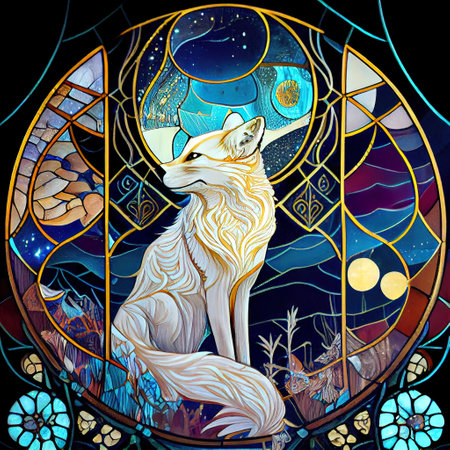 Cute Fantasy Fox Portrait Illustrationの写真素材
